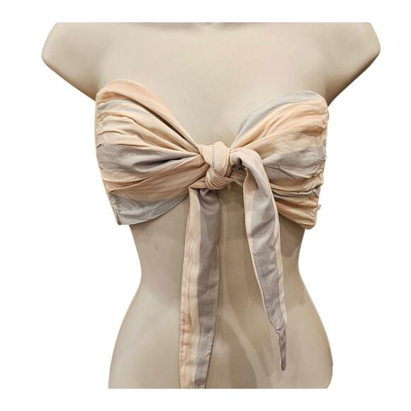 Beach Riot tie front bandana top sexy pastel striped boho versatile M EUC - Picture 2 of 7